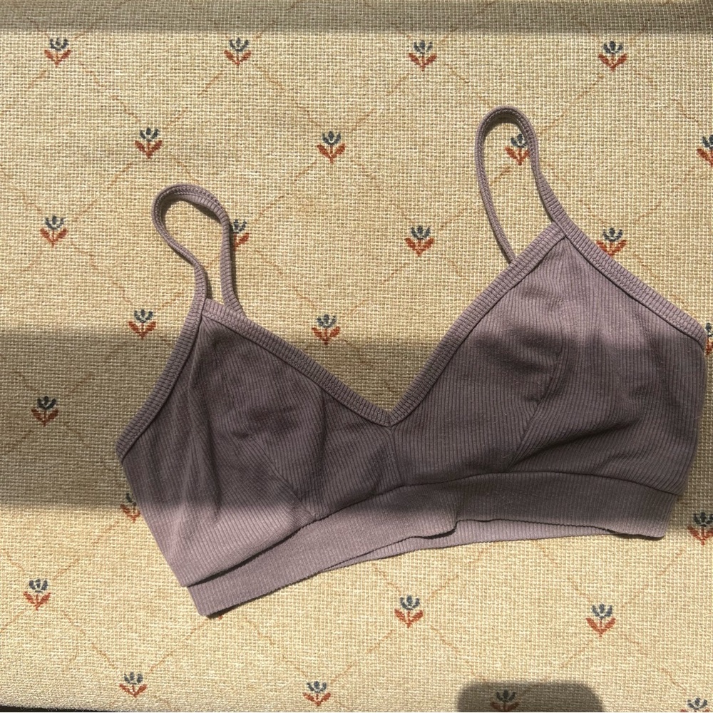 GROCERIES Ribbed V-Bra - Mauve (Root + Bark)